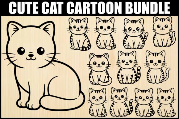 Adorable Cartoon Cat Clipart Bundle