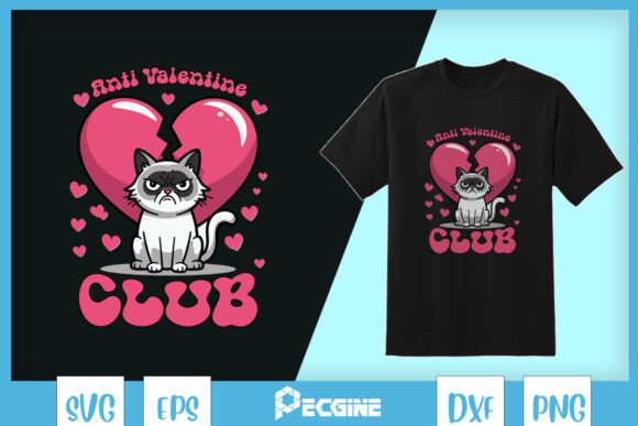 Anti Valentine Club Cat Lover SVG
