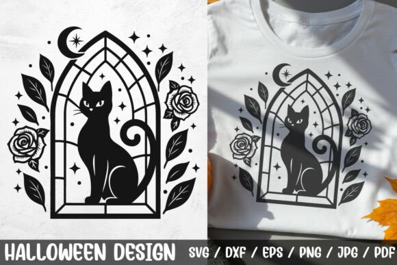 Black Cat Gothic SVG Halloween Design