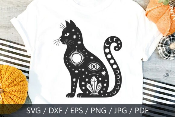 Celestial Black Cat Halloween SVG File