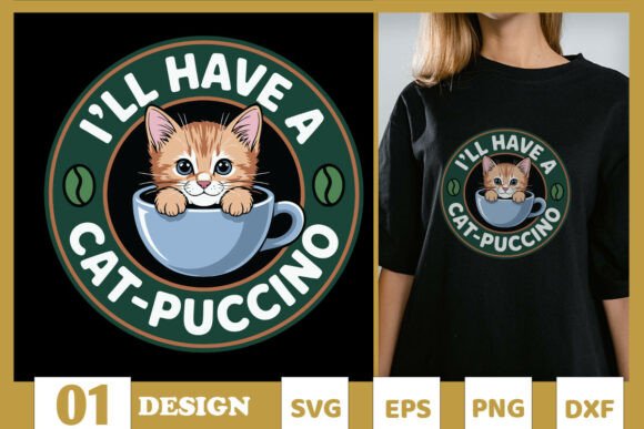 Coffee Cat for a Nice Cat-Puccino SVG