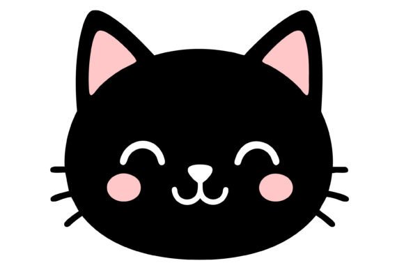 Cute Black Cat Face SVG