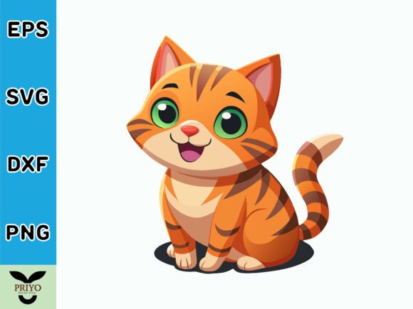 Cute Orange Striped Cat Illustration SVG