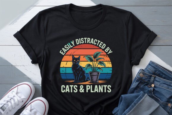 Easily Distracted by Cats and Plants PNG