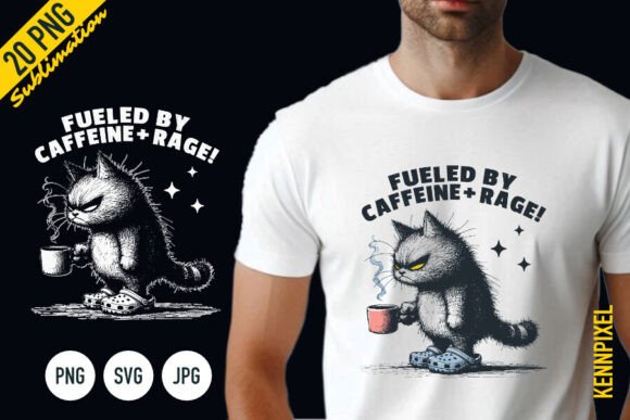 Fueled by Caffeine Rage Cat Shirt SVG