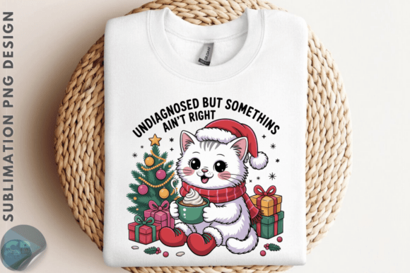 Funny Christmas Cat PNG Sublimation Art