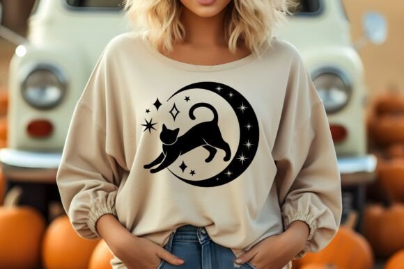 Jumping Cat and Moon SVG