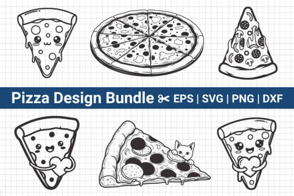 Kawaii Pizza Slice and Cat Pizza SVG