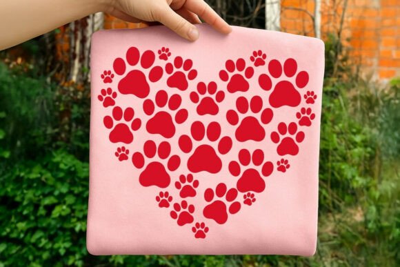 Paw Print Heart SVG: Cat & Dog Paw PNG