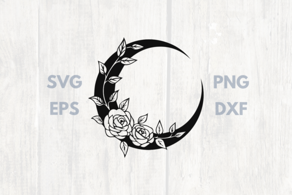 Rose Branch Moon Embroidery Design