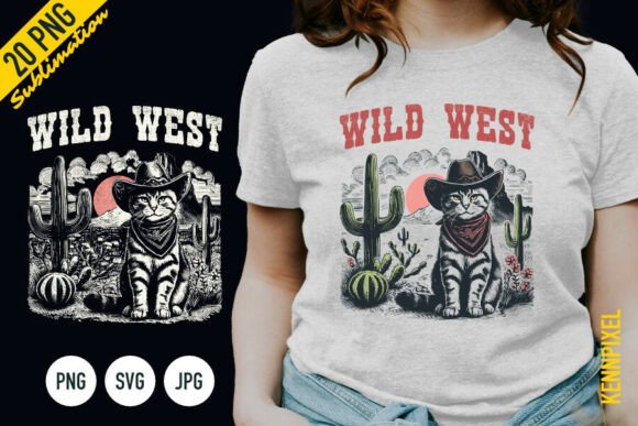 Wild West Cowboy Cat Shirt SVG PNG